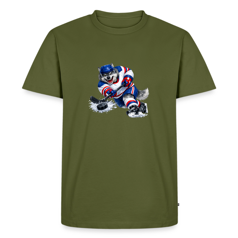 Premium T-Shirt "Hockey Wolf" - Khaki