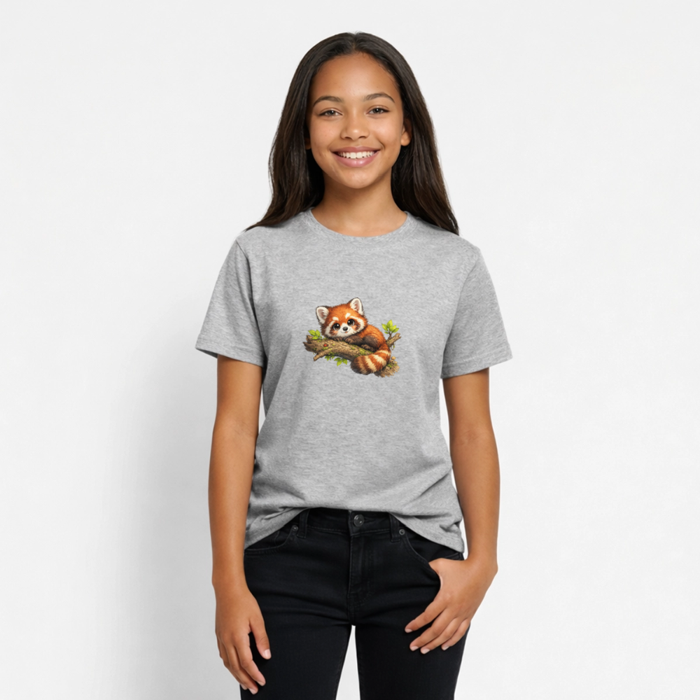 Teenager T-Shirt "Kleiner Panda" - Grau meliert