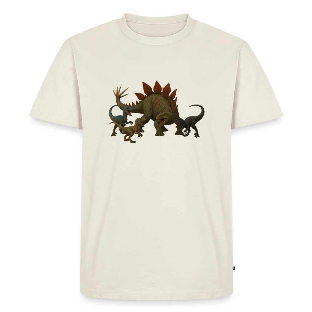 Premium T-Shirt "Stego vs Raptoren" - Naturweiß