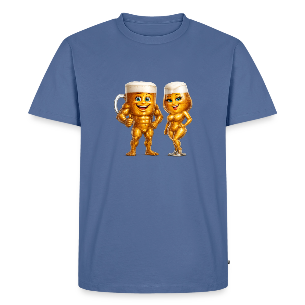 Premium T-Shirt "Bierpärchen" - Taubenblau