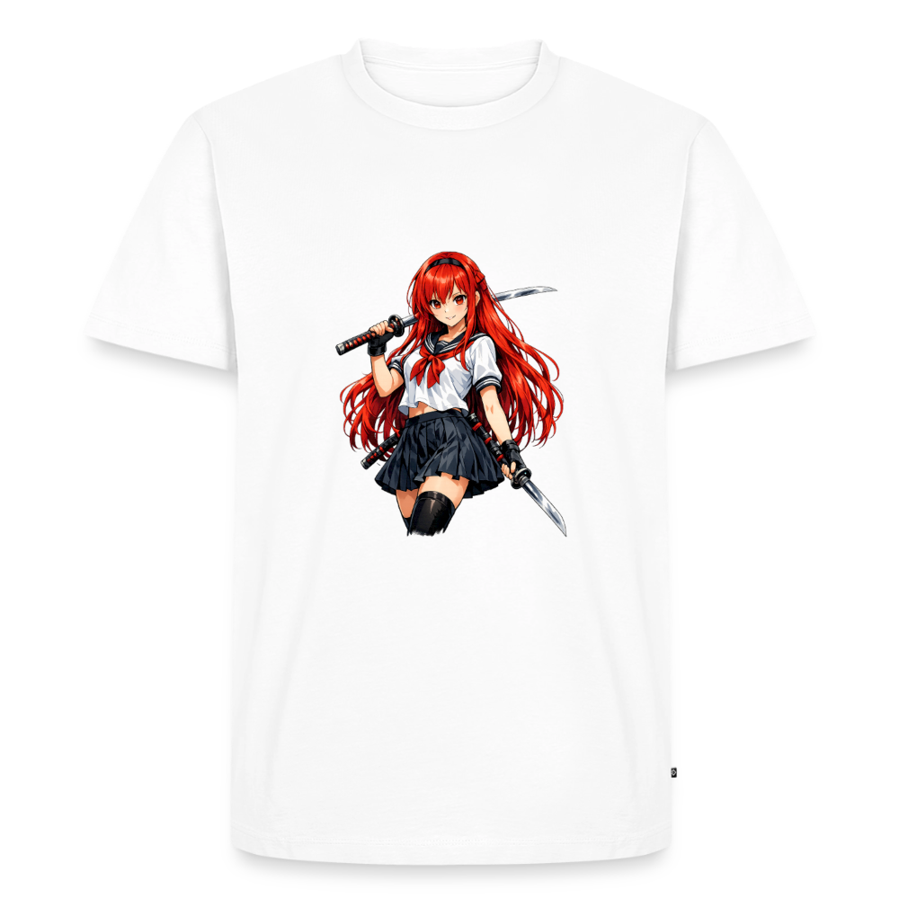 Premium T-Shirt "Anime Lady" - Weiß