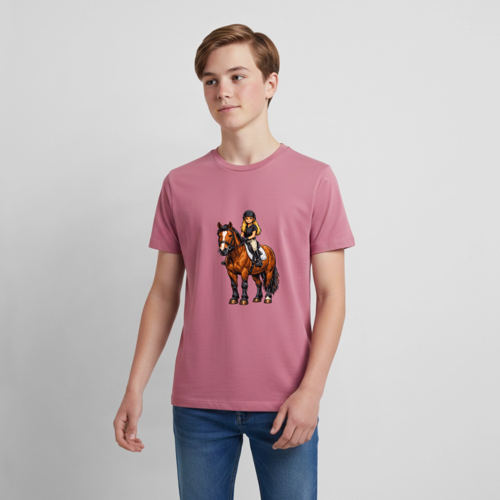 Premium T-Shirt "Mädchen auf Pferd" - Mauve
