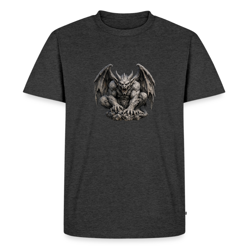 Premium T-Shirt "Gargoyle sitzend" - Anthrazit meliert