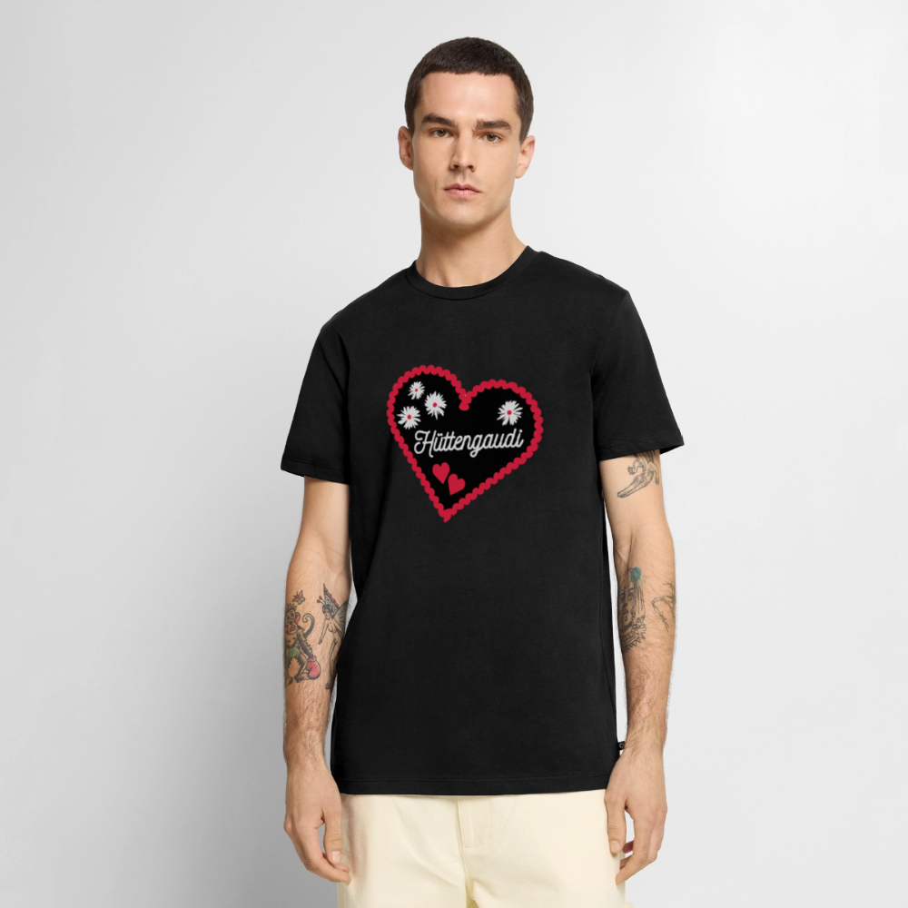 Premium T-Shirt "Hüttengaudi" - Schwarz