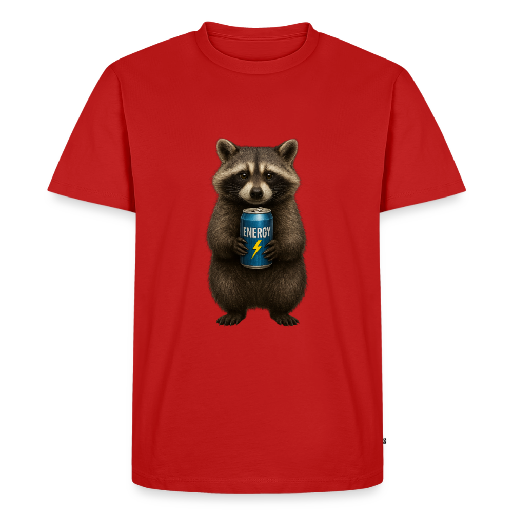 Premium T-Shirt "Energy Waschbär" - Rot