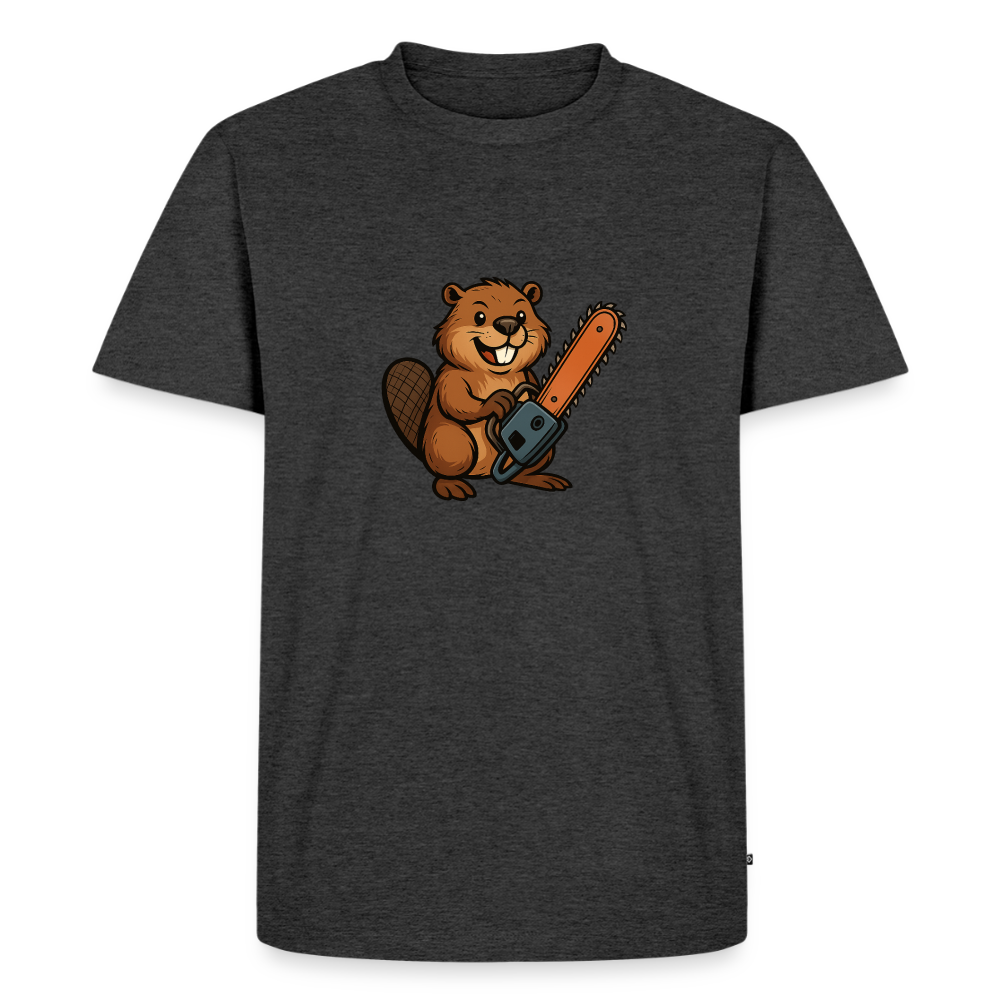 Premium T-Shirt "Bibersäge" - Anthrazit meliert