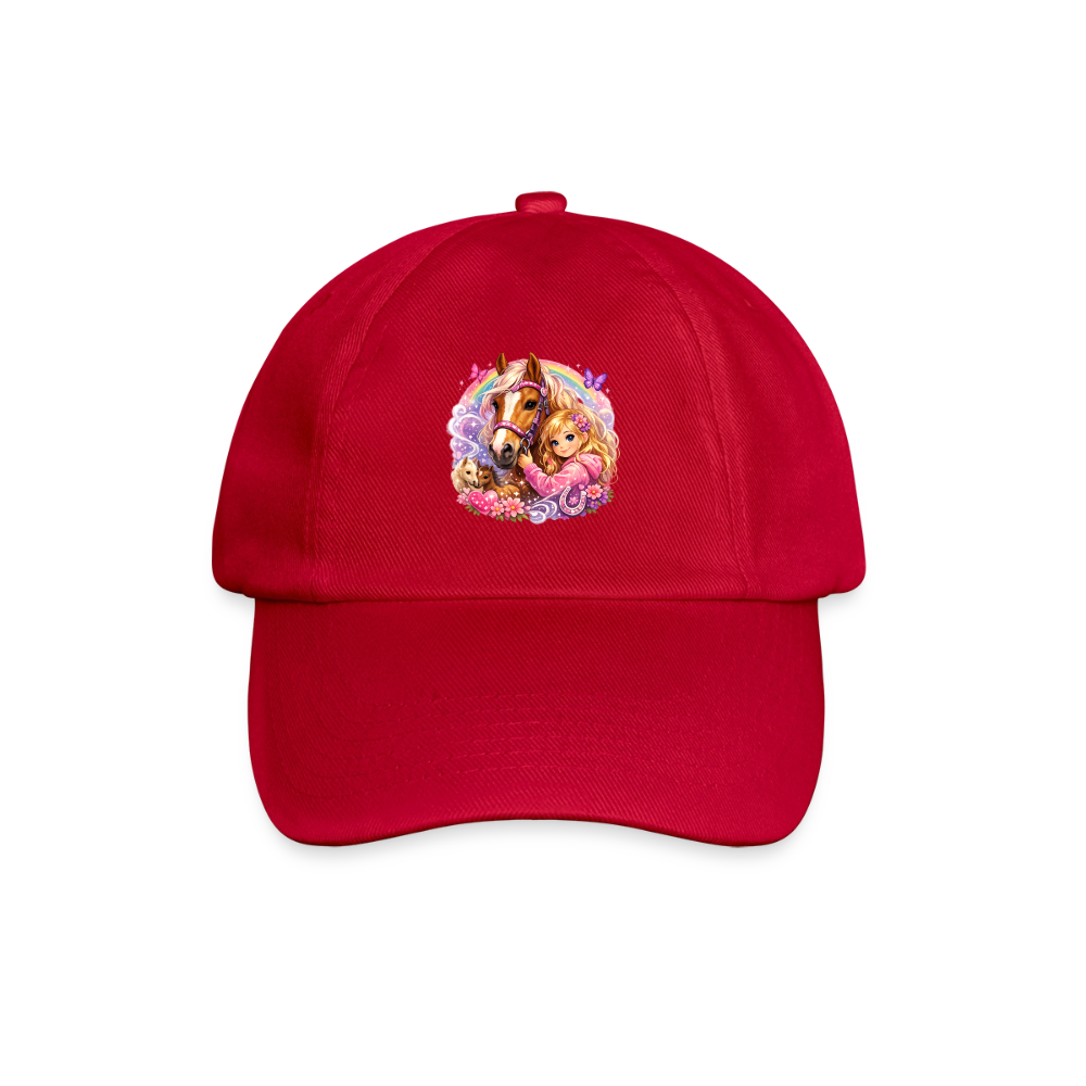 Baseballkappe "Mädchen mit Pferd" - klassisch Rot
