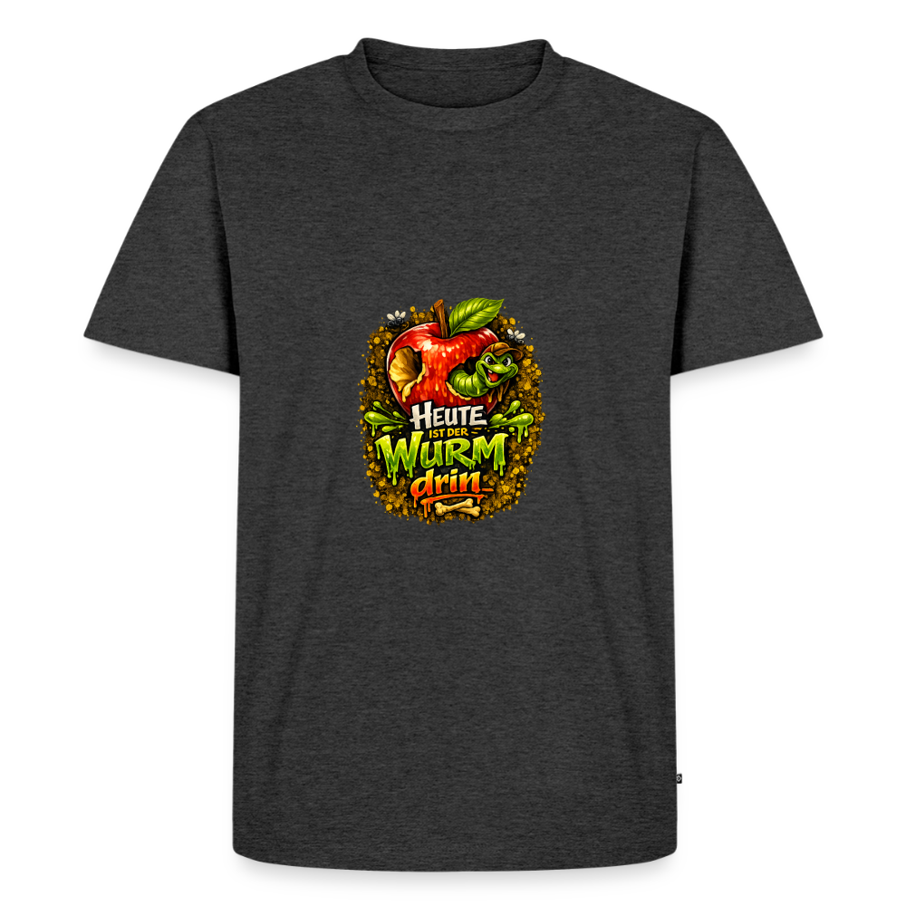 Premium T-Shirt "Heute ist der Wurm drin" - Anthrazit meliert