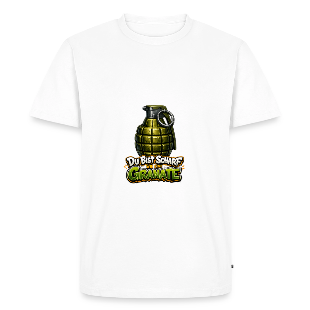 Männer Premium T-Shirt "Scharf wie eine Granate" - Weiß