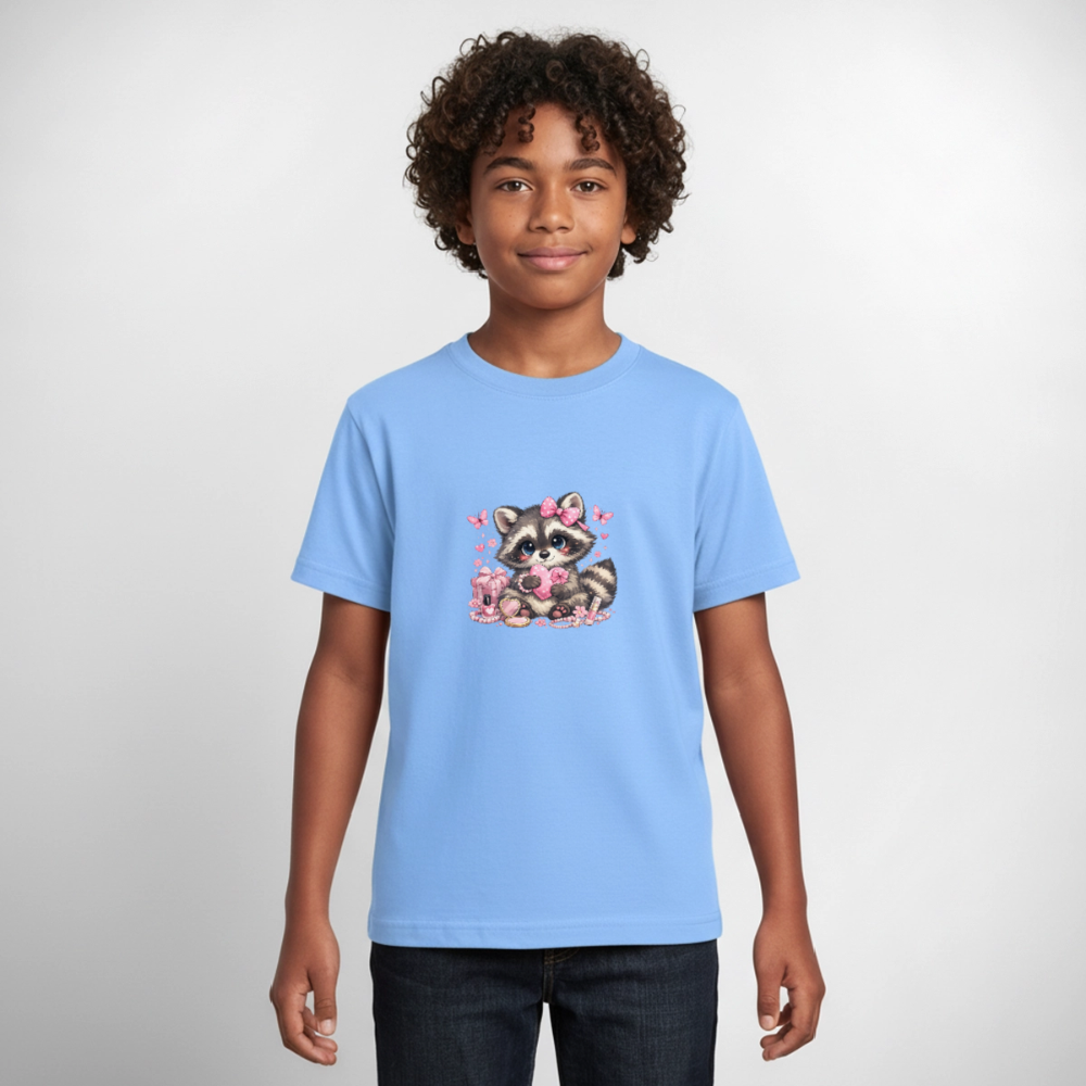 Teenager T-Shirt "Waschbär" - Himmelblau