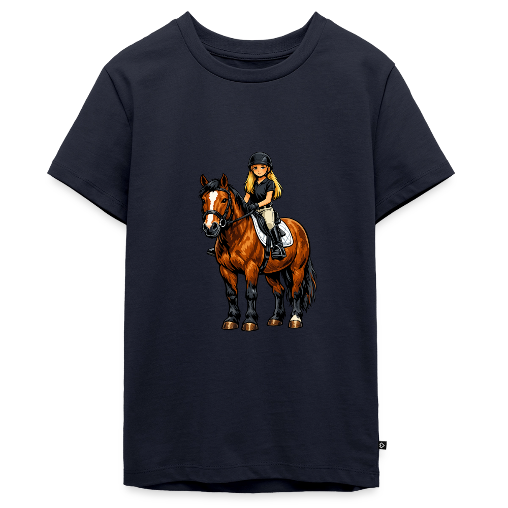 Premium T-Shirt "Mädchen auf Pferd" - Navy