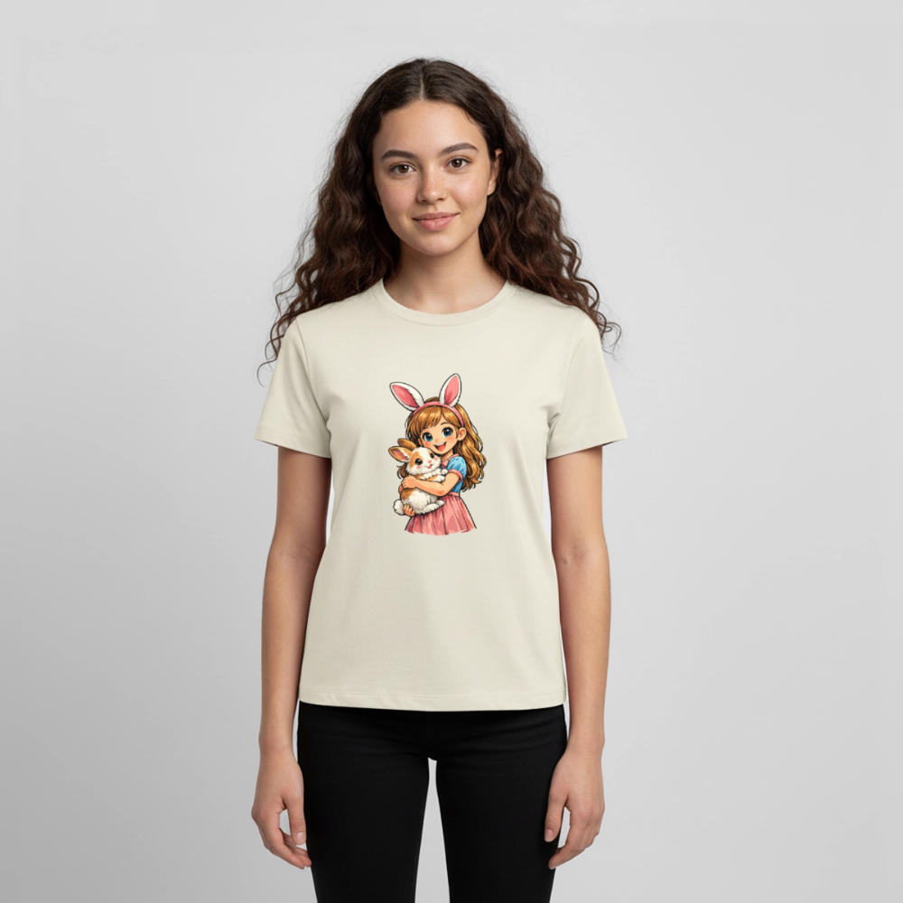 Teenager Premium T-Shirt "Mädchen mit Hase" - Naturweiß