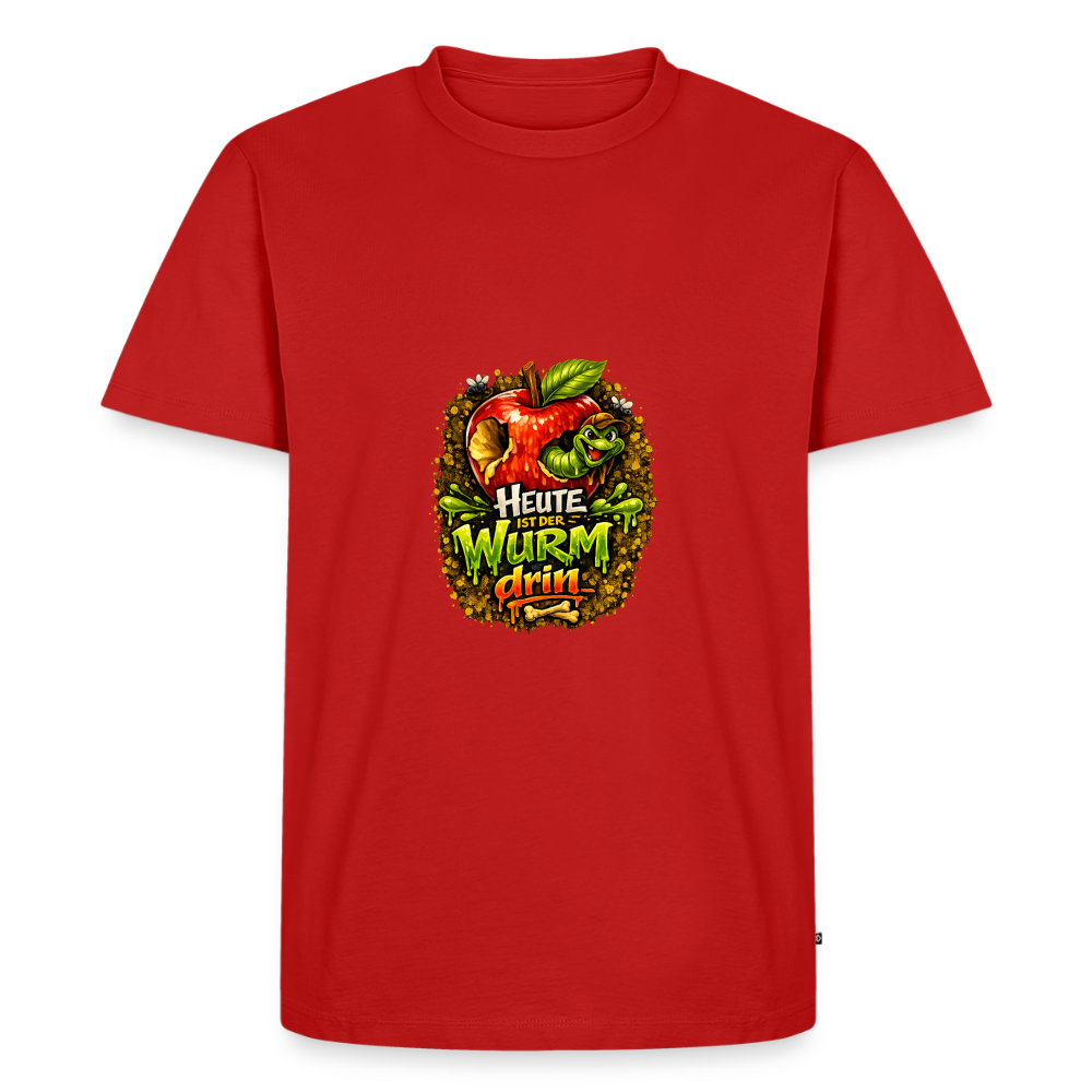 Premium T-Shirt "Heute ist der Wurm drin" - Rot
