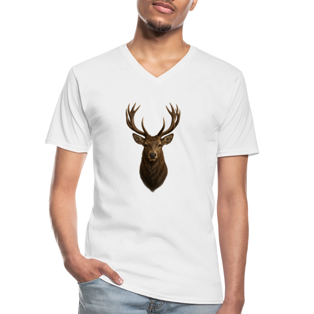 Männer V-Shirt "Hirsch" - Weiß