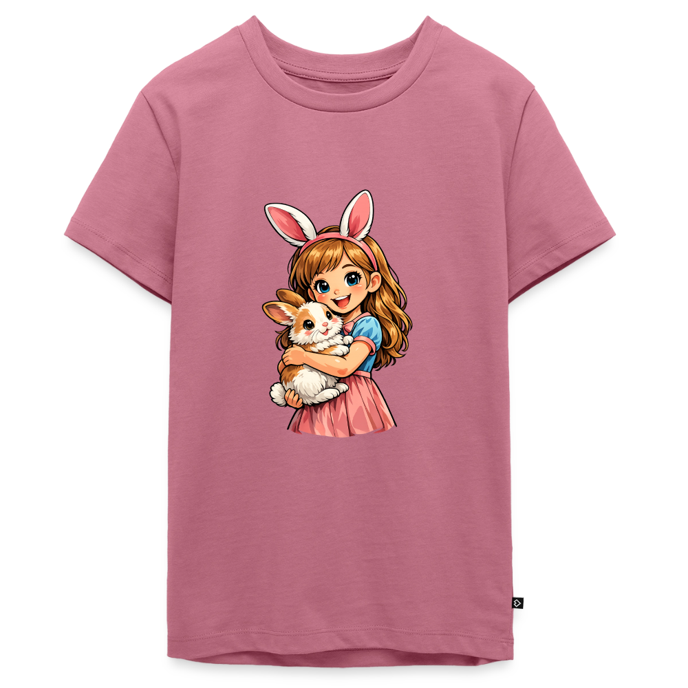 Teenager Premium T-Shirt "Mädchen mit Hase" - Mauve