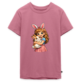 Teenager Premium T-Shirt "Mädchen mit Hase" - Mauve