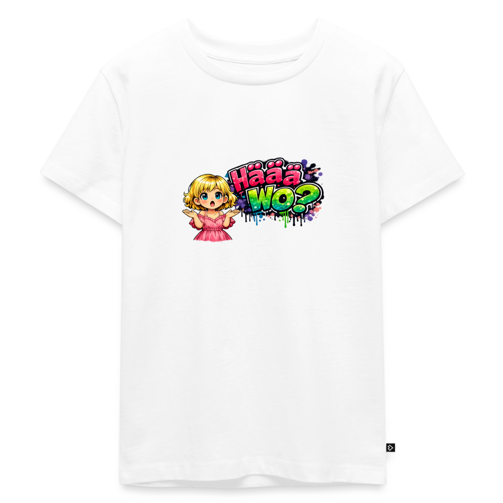 Kinder Premium T-Shirt "Häää Wo" - Weiß