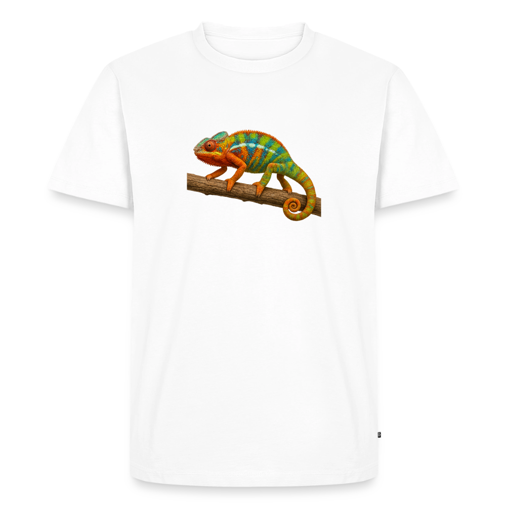 Premium T-Shirt "Cameleon auf Ast" - Weiß