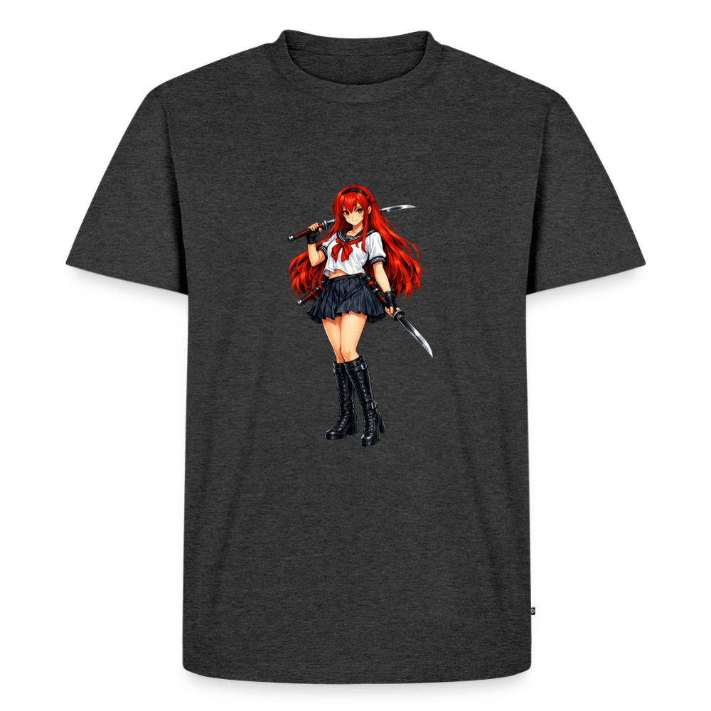 Premium T-Shirt "Red Lady" - Anthrazit meliert