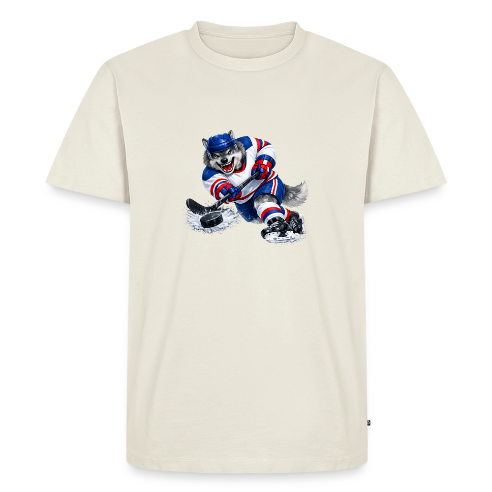 Premium T-Shirt "Hockey Wolf" - Naturweiß