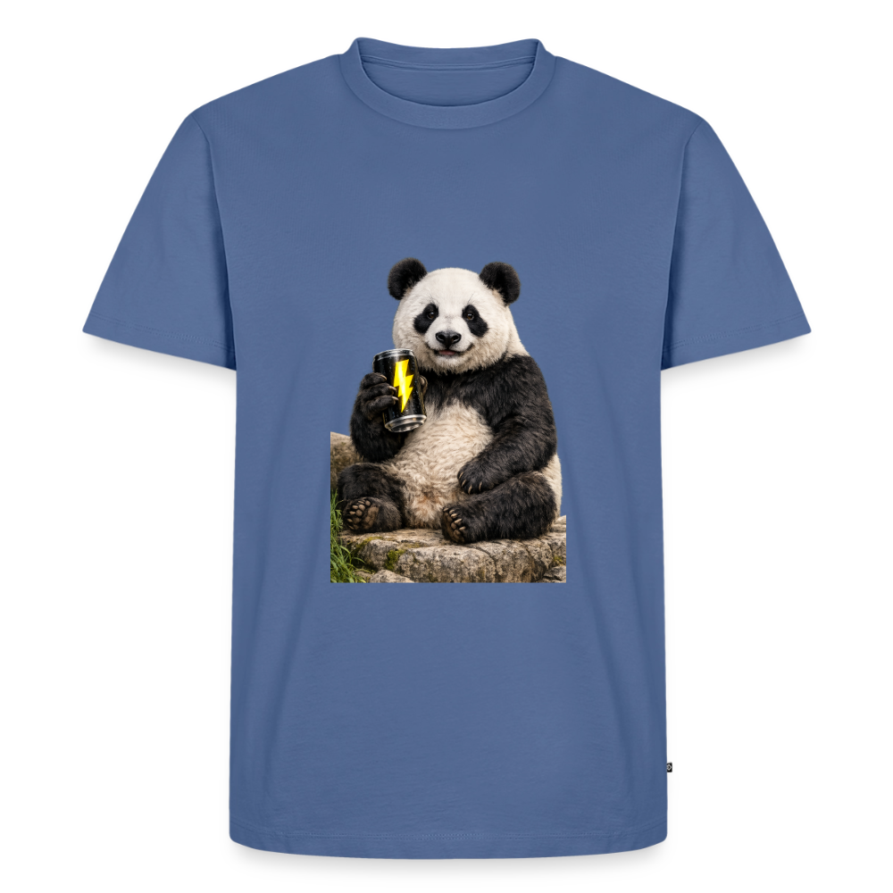 Premium T-Shirt "Panda Energy" - Taubenblau