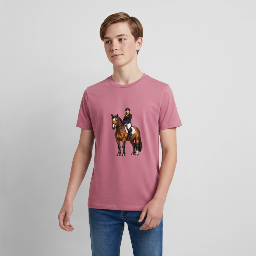 Premium T-Shirt "Frau auf Pferd" - Mauve
