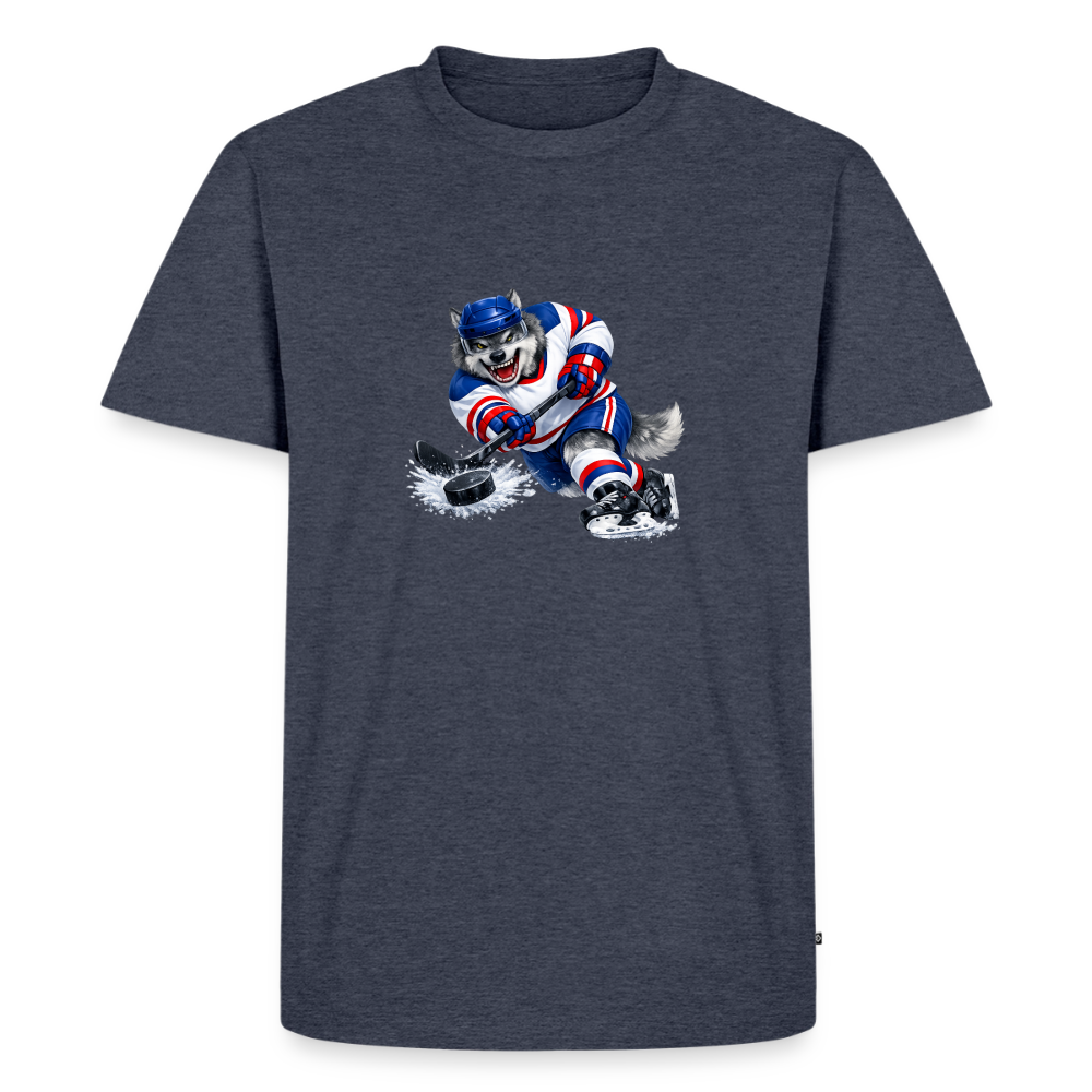 Premium T-Shirt "Hockey Wolf" - Jeansblau 