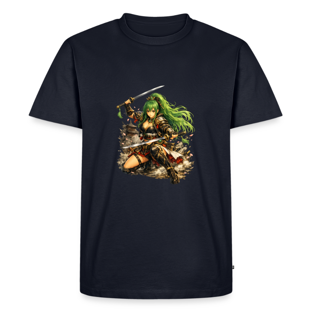 Premium T-Shirt "Anime Green Lady" - Navy