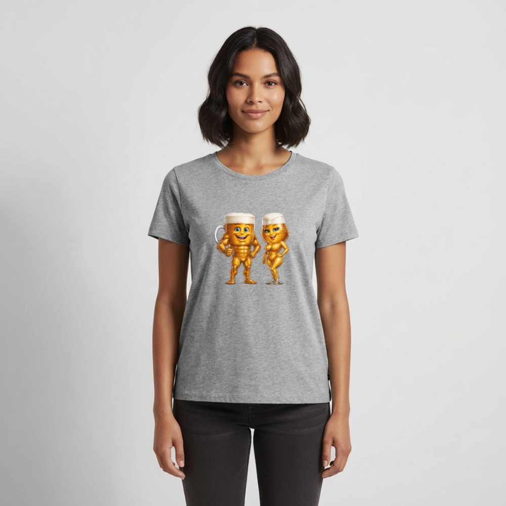 Premium T-Shirt "Bierpärchen" - Grau meliert