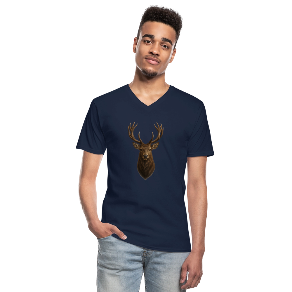 Männer V-Shirt "Hirsch" - Navy