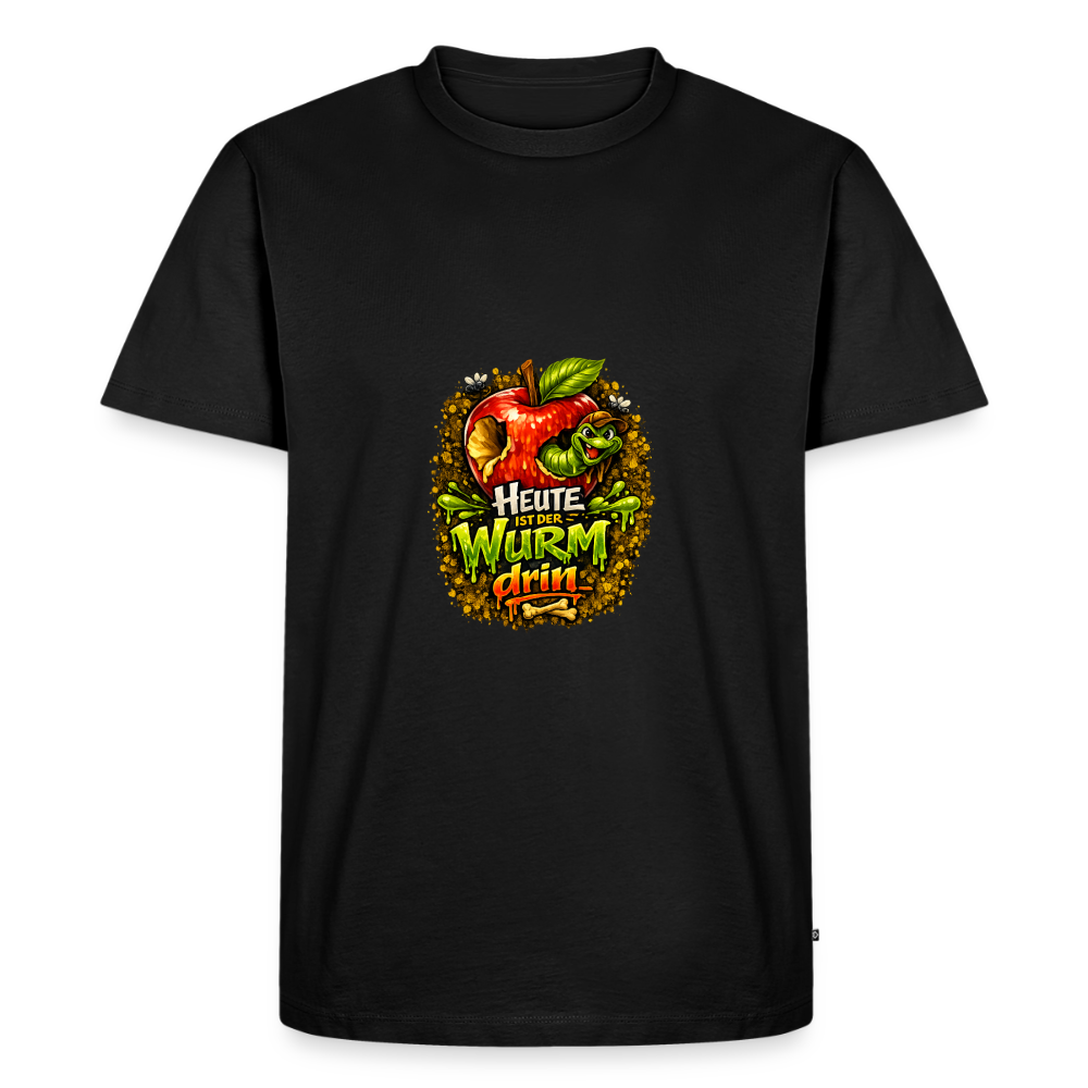 Premium T-Shirt "Heute ist der Wurm drin" - Schwarz