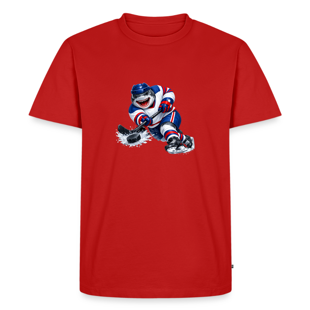 Premium T-Shirt "Hockey Hai" - Rot