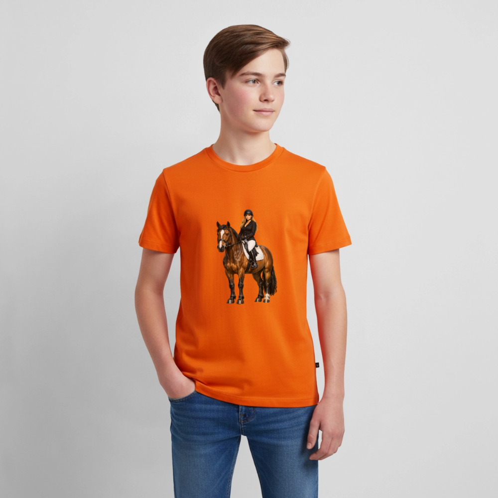 Premium T-Shirt "Frau auf Pferd" - Orange 