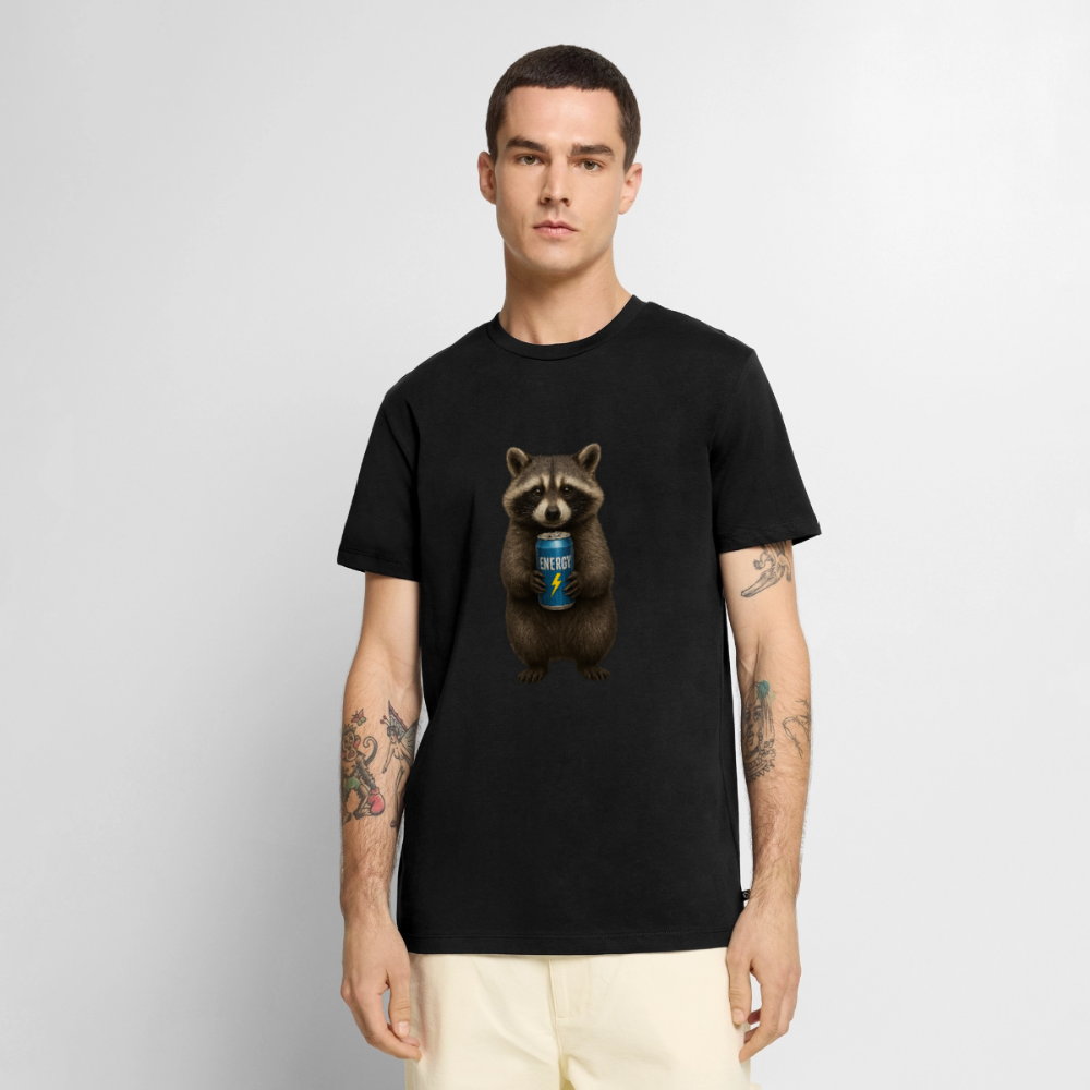 Premium T-Shirt "Energy Waschbär" - Schwarz