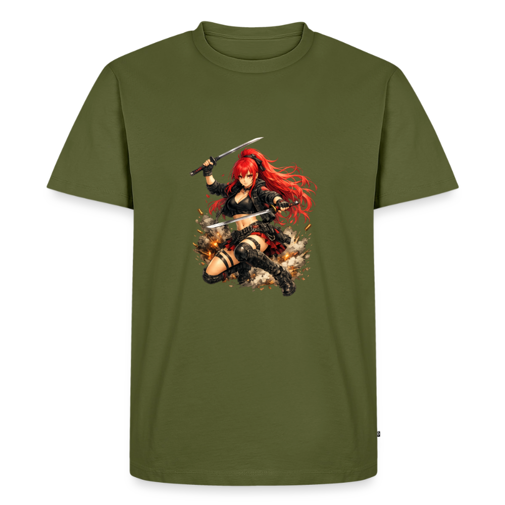 Premium T-Shirt "Anime Woman" - Khaki