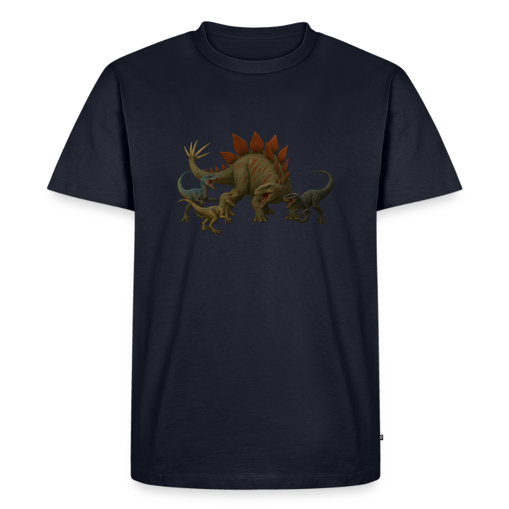 Premium T-Shirt "Stego vs Raptoren" - Navy