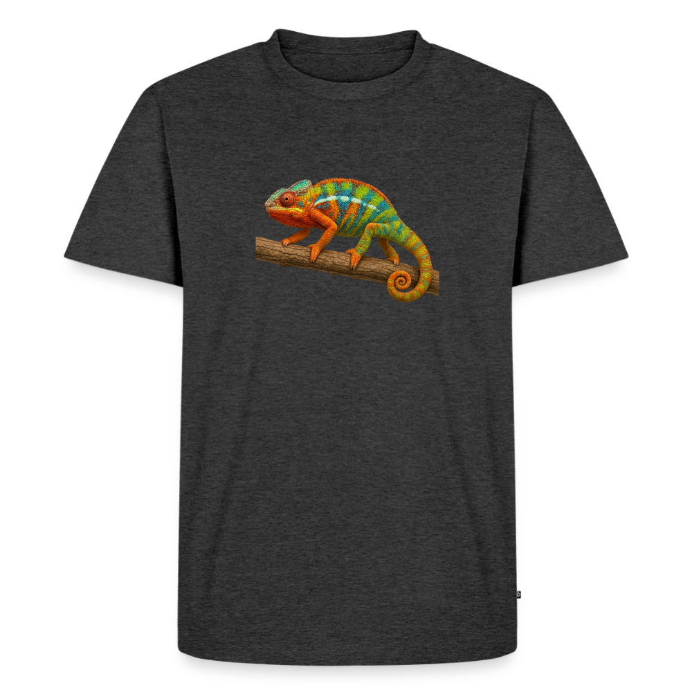 Premium T-Shirt "Cameleon auf Ast" - Anthrazit meliert