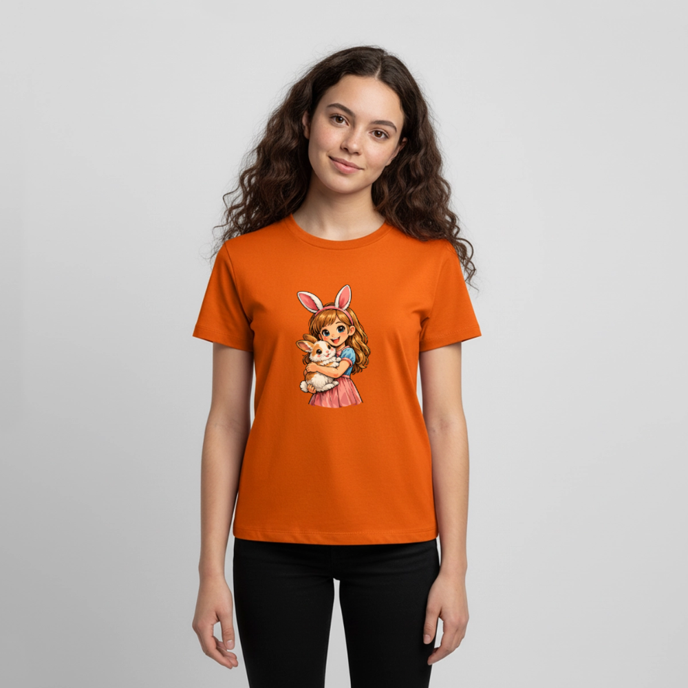Teenager Premium T-Shirt "Mädchen mit Hase" - Orange 