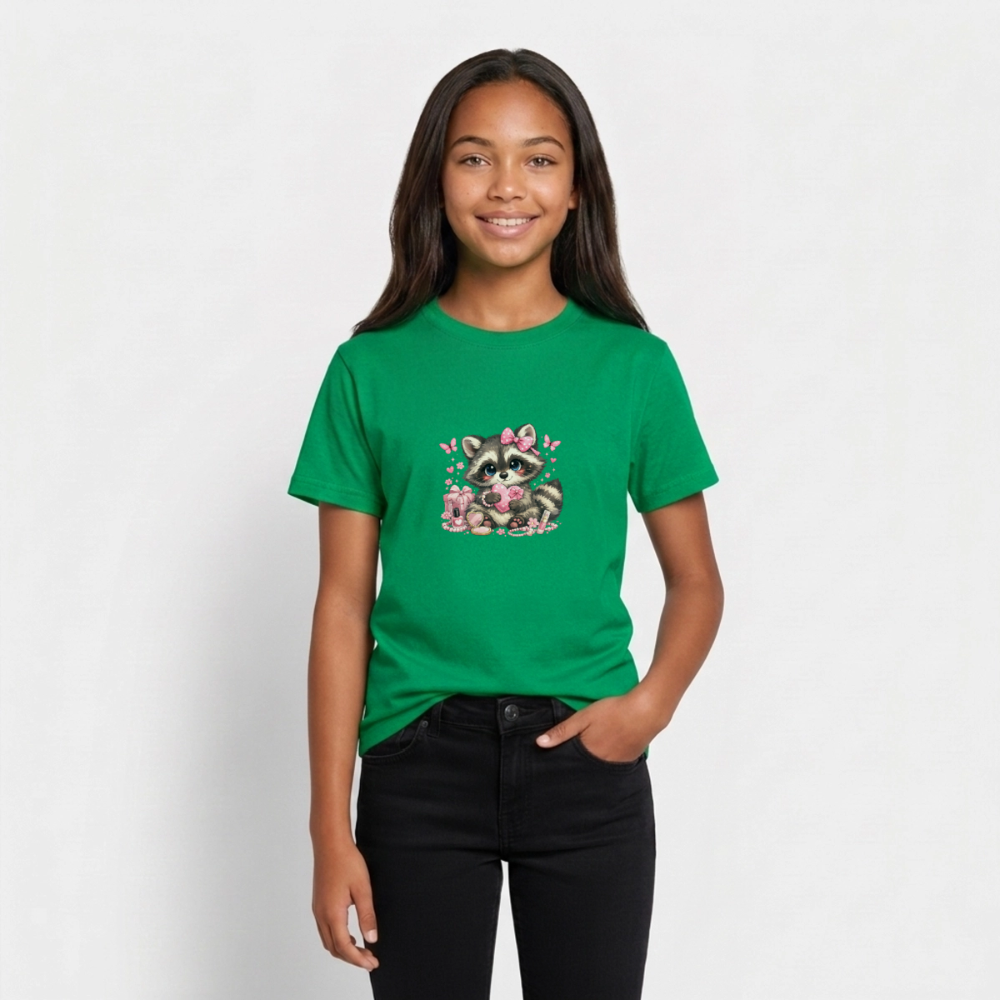 Teenager T-Shirt "Waschbär" - Kelly Green