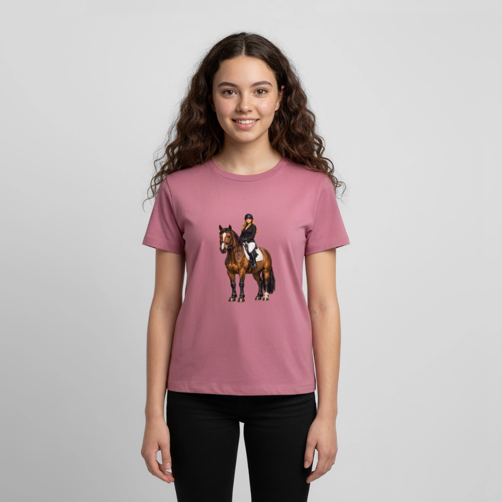 Premium T-Shirt "Frau auf Pferd" - Mauve