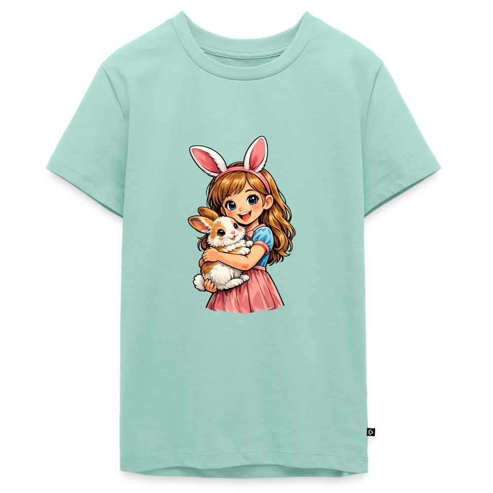 Teenager Premium T-Shirt "Mädchen mit Hase" - Mint 