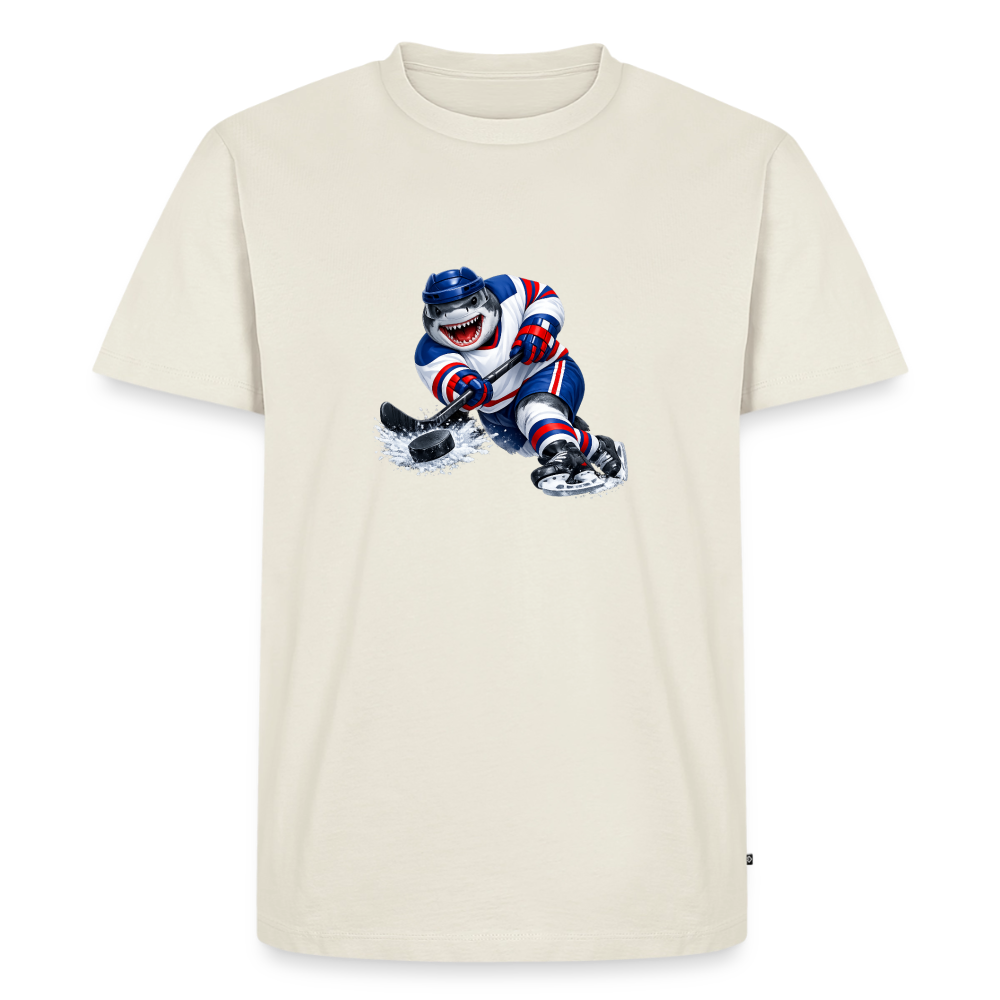 Premium T-Shirt "Hockey Hai" - Naturweiß