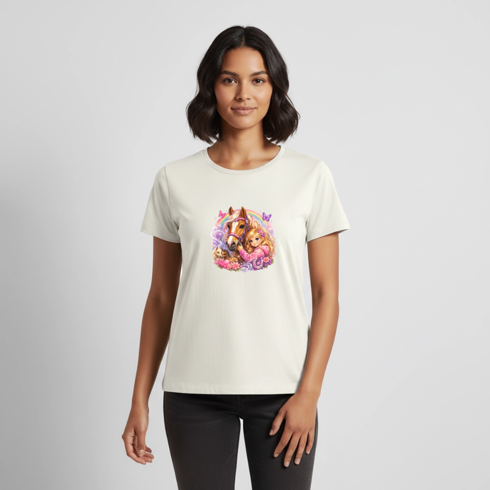 Premium T-Shirt "Pferd" - Naturweiß