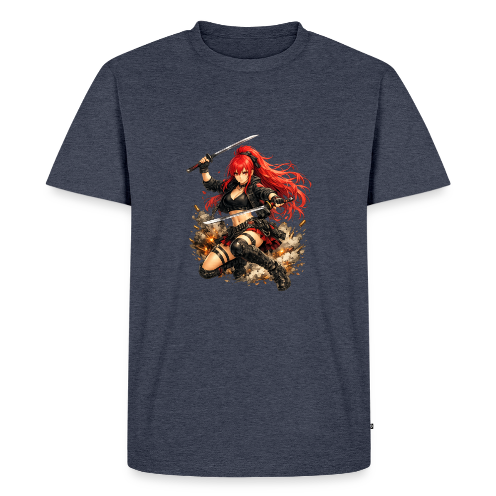 Premium T-Shirt "Anime Woman" - Jeansblau 