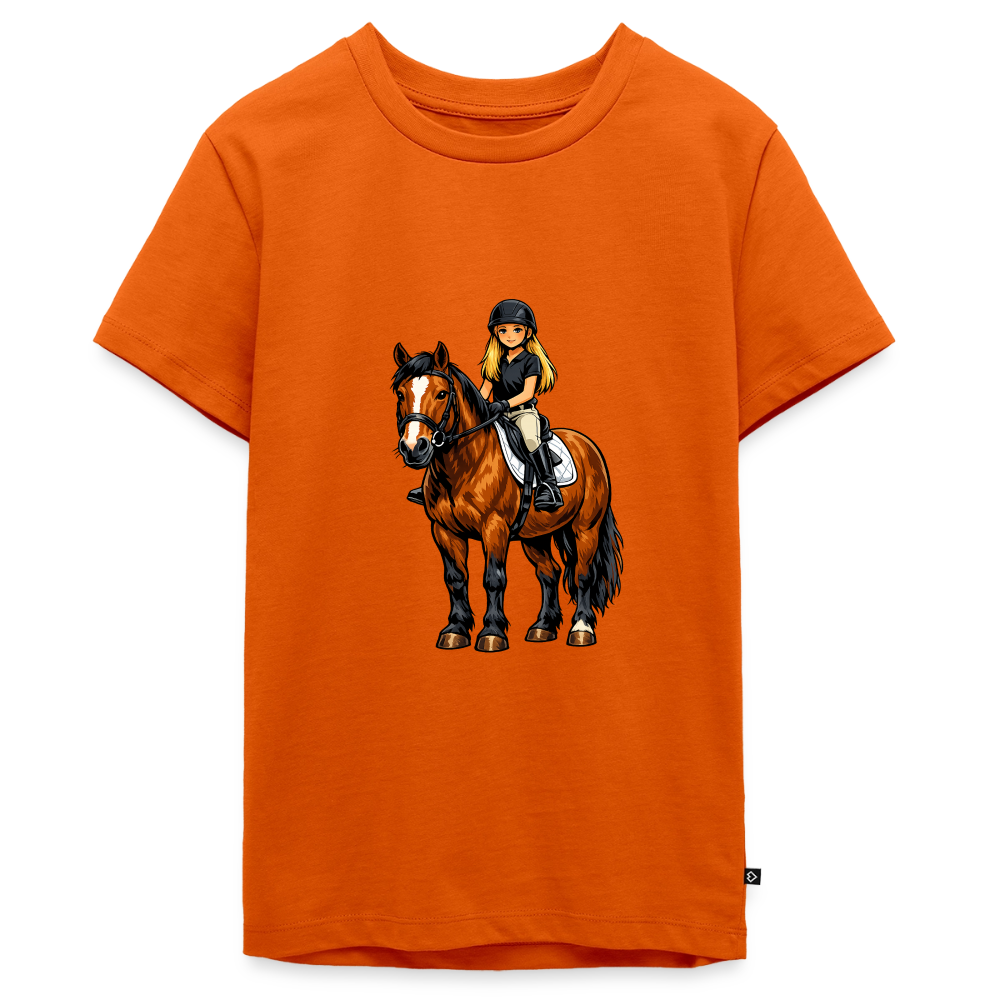 Premium T-Shirt "Mädchen auf Pferd" - Orange 