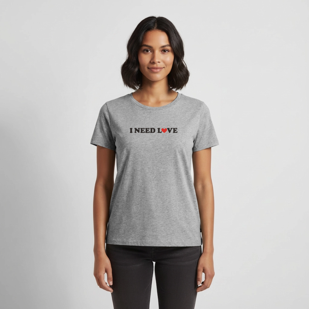 Premium T-Shirt "Need Love" - Grau meliert