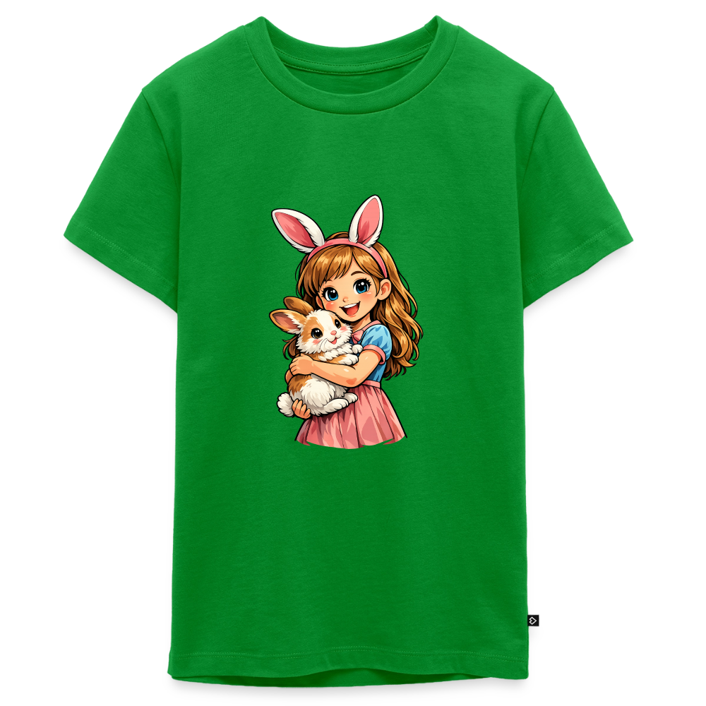 Teenager Premium T-Shirt "Mädchen mit Hase" - Grün