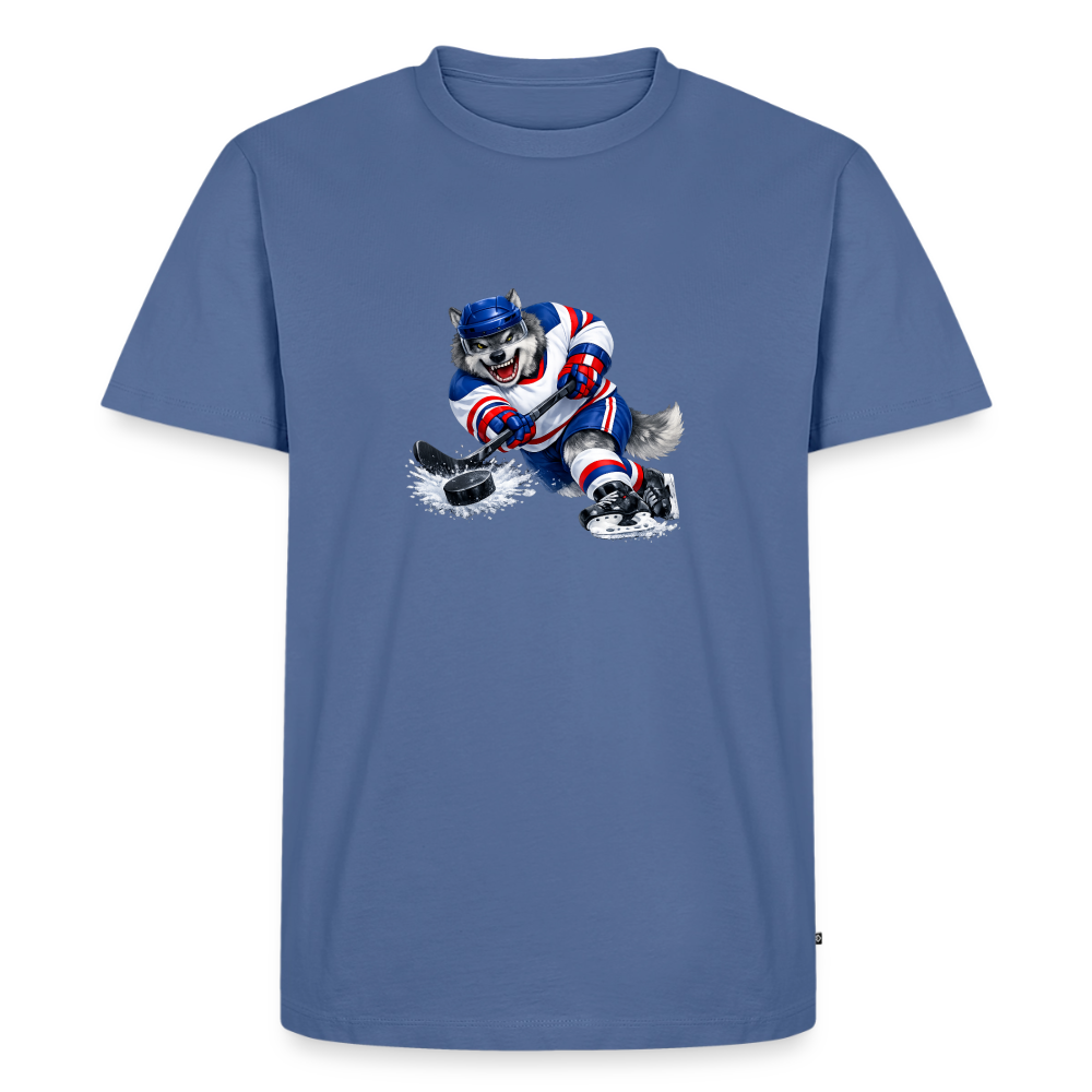 Premium T-Shirt "Hockey Wolf" - Taubenblau
