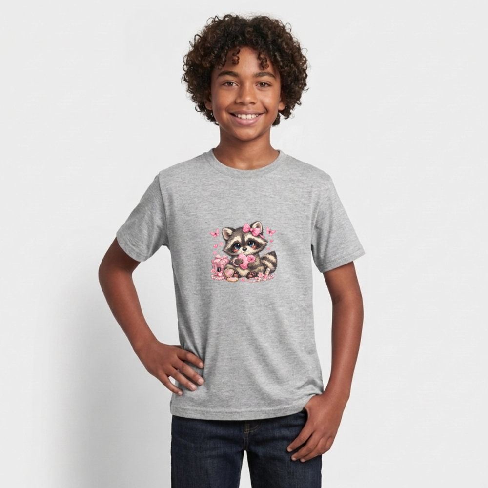 Teenager T-Shirt "Waschbär" - Grau meliert
