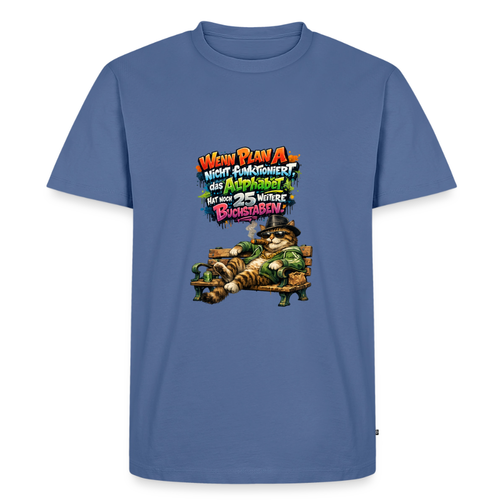 Premium T-Shirt "Plan A" - Taubenblau